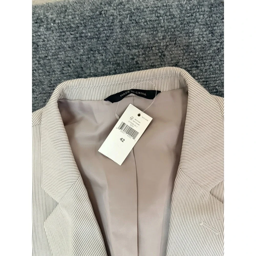 NWT Banana Republic Mens Beige Striped Cotton Blazer Tailored Fit  Size 42R
